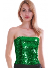 Green Sequin Tube Top - Womens 70s Disco Costumes 